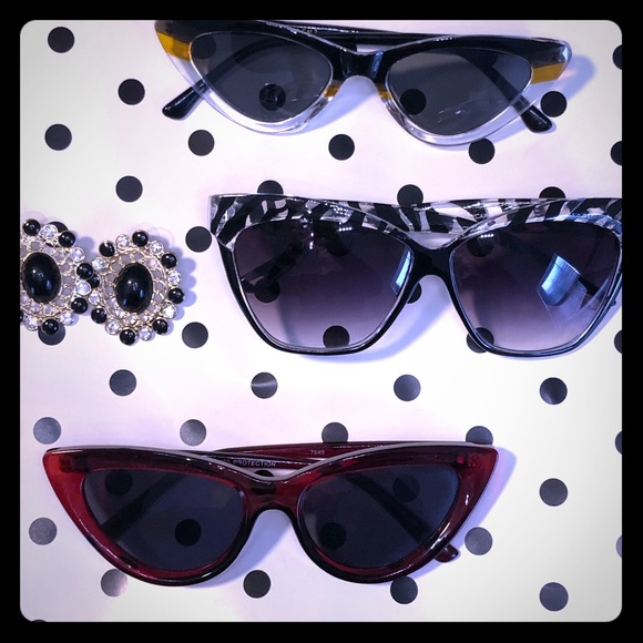 Accessories - Cat eye Vintage style Sunglasses + Earrings set